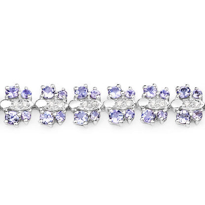 7.02 Carat Genuine Tanzanite and White Sapphire .925 Sterling Silver Bracelet Bids.com