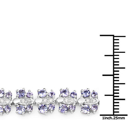 7.02 Carat Genuine Tanzanite and White Sapphire .925 Sterling Silver Bracelet Bids.com