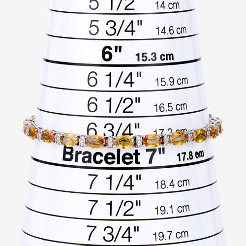 12.33 Carat Genuine Orange Sapphire and White Diamond 14K White Gold Bracelet Bids.com