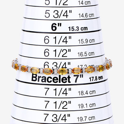 12.33 Carat Genuine Orange Sapphire and White Diamond 14K White Gold Bracelet Bids.com