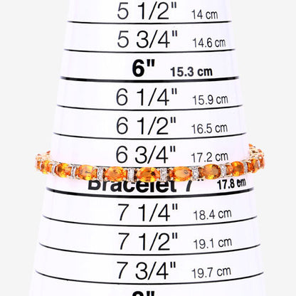 12.33 Carat Genuine Orange Sapphire and White Diamond 14K Yellow Gold Bracelet Bids.com