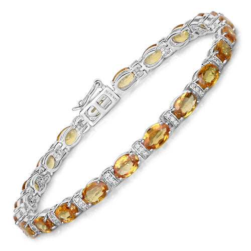 16.73 Carat Genuine Orange Sapphire and White Diamond 14K White Gold Bracelet Bids.com