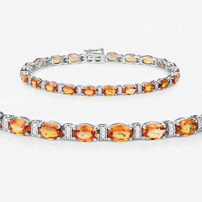 16.73 Carat Genuine Orange Sapphire and White Diamond 14K White Gold Bracelet Bids.com