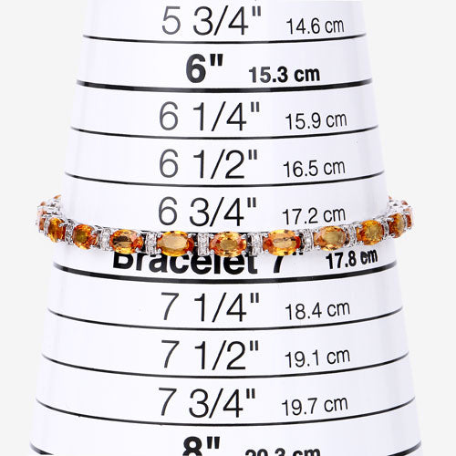 16.73 Carat Genuine Orange Sapphire and White Diamond 14K White Gold Bracelet Bids.com