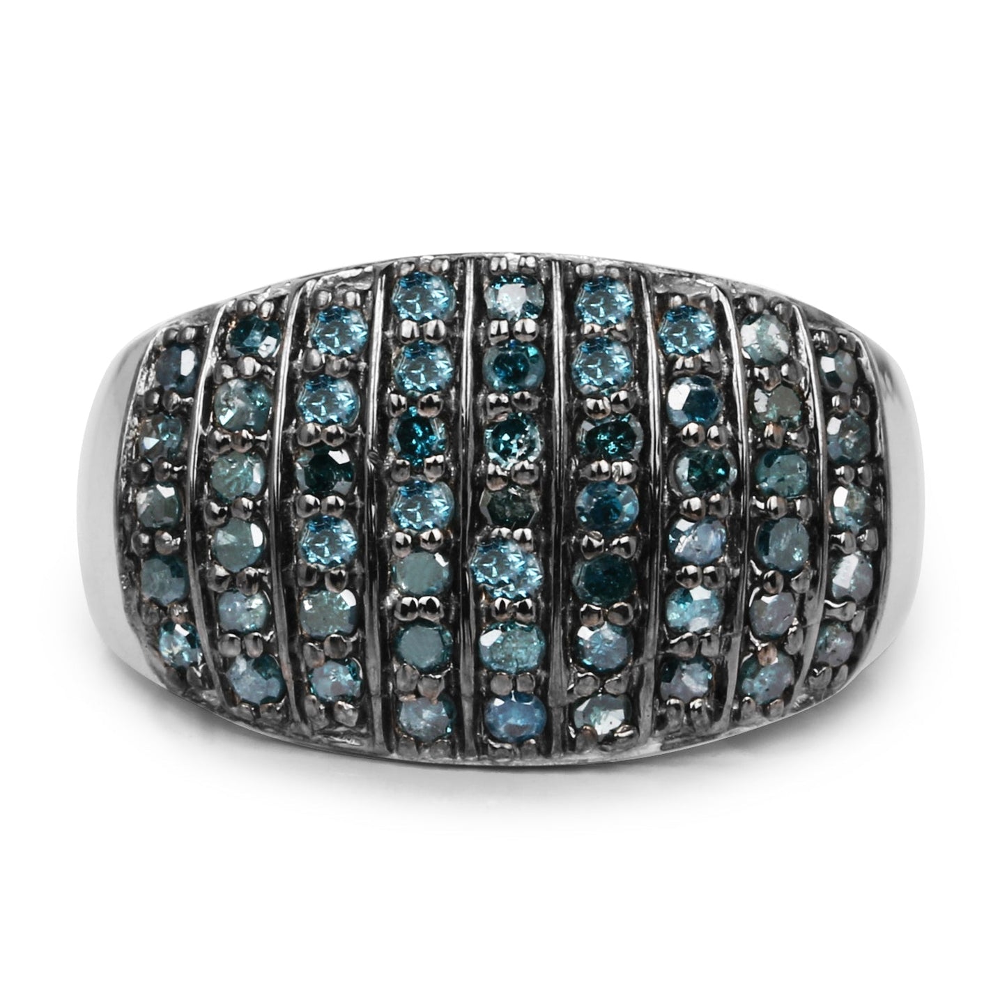 0.83 Carat Genuine Blue Diamond and White Diamond .925 Sterling Silver Ring Bids.com