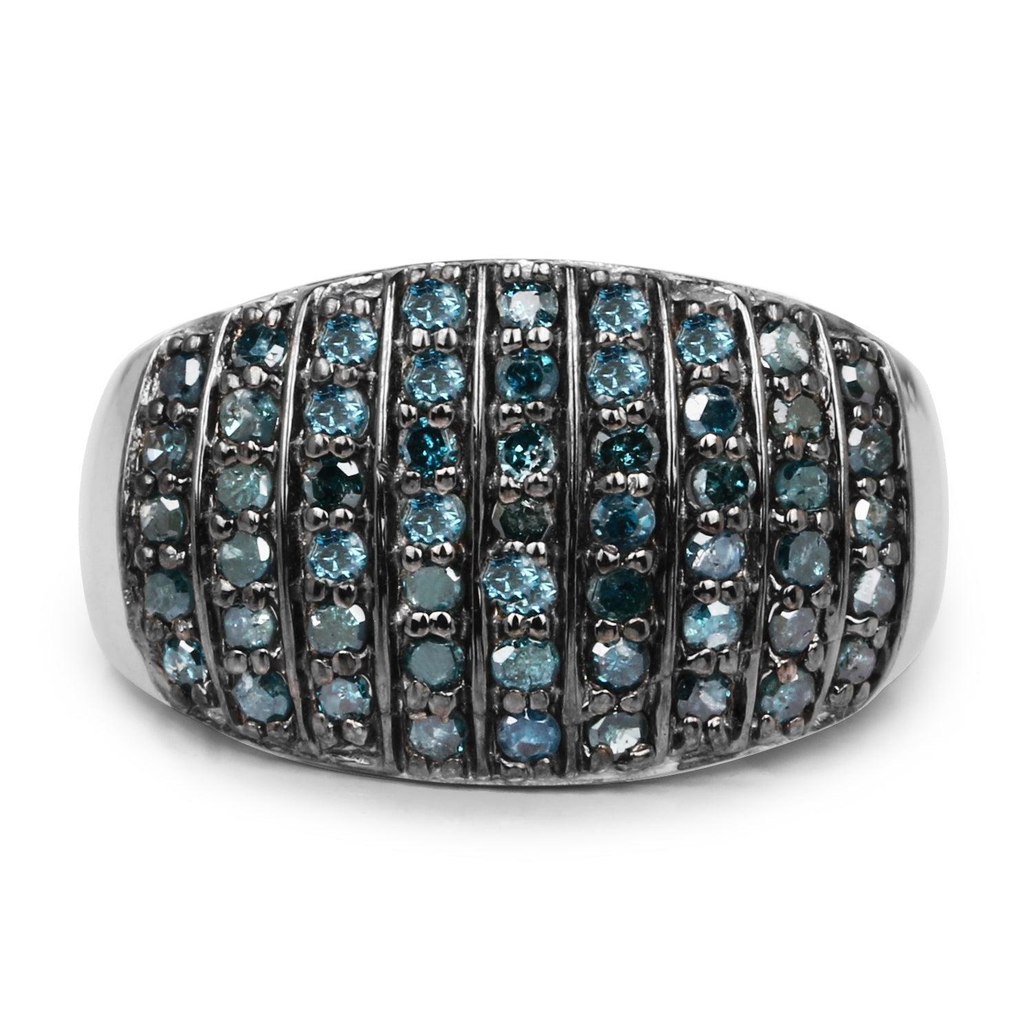 0.83 Carat Genuine Blue Diamond and White Diamond .925 Sterling Silver Ring Bids.com