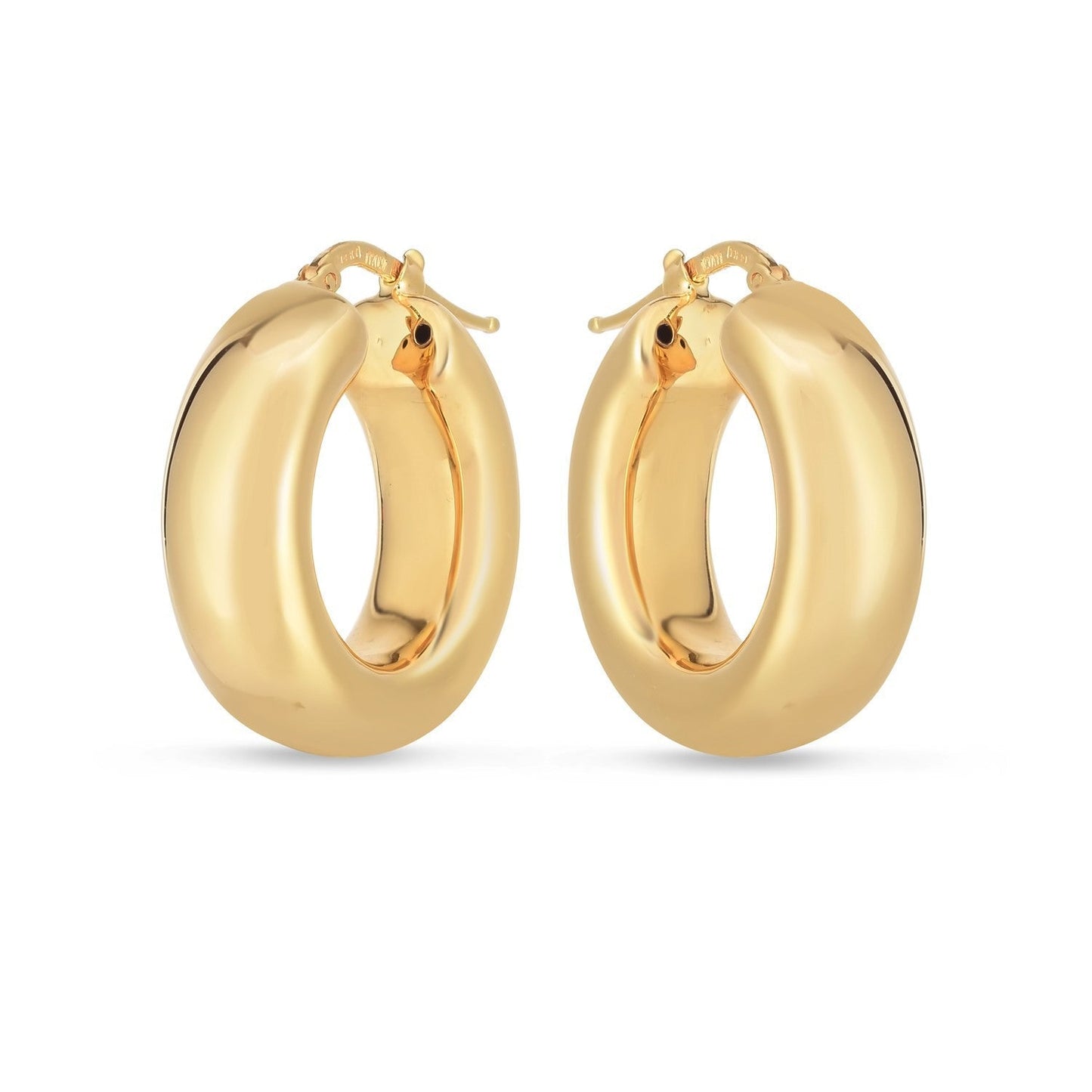 14k Yellow Gold Medium Puffy Hoops Bids.com