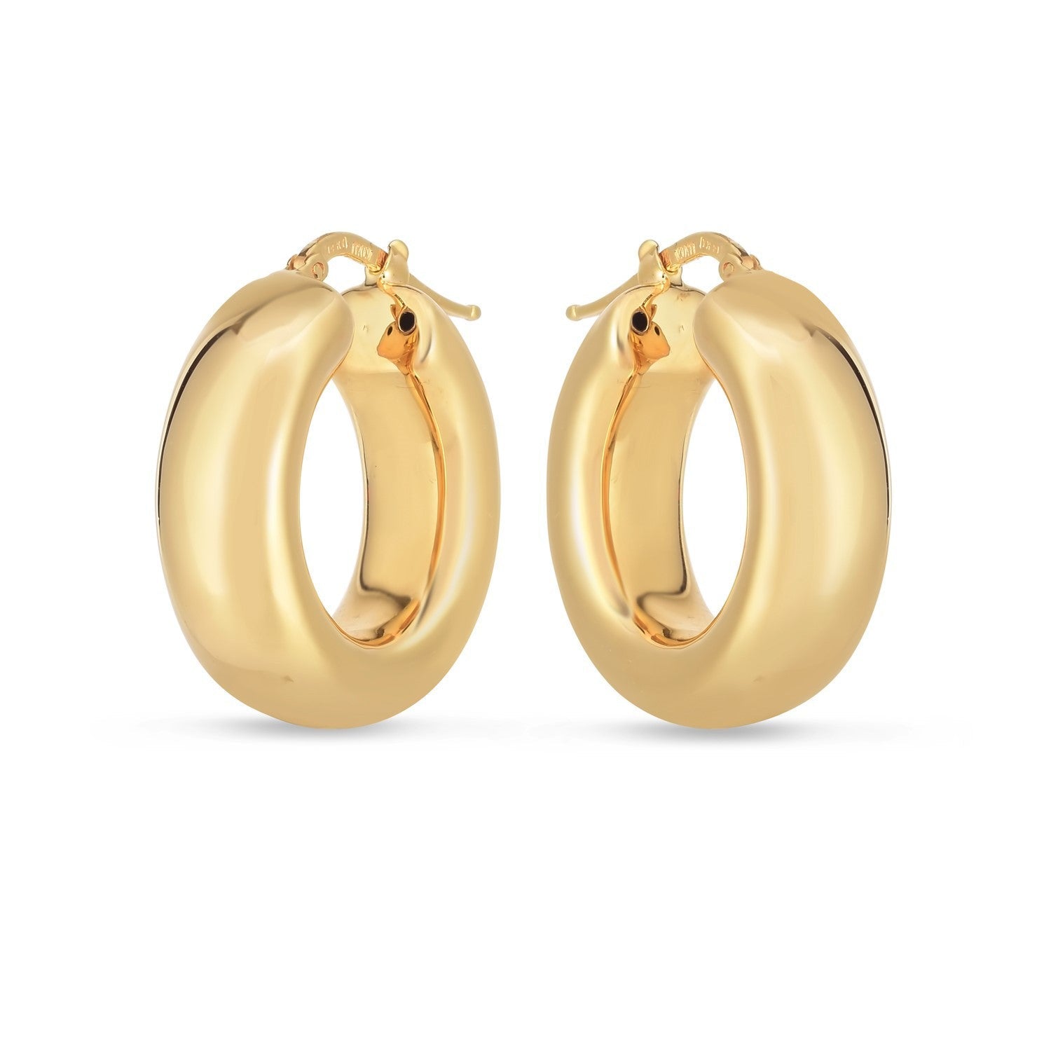 14k Yellow Gold Medium Puffy Hoops Bids.com