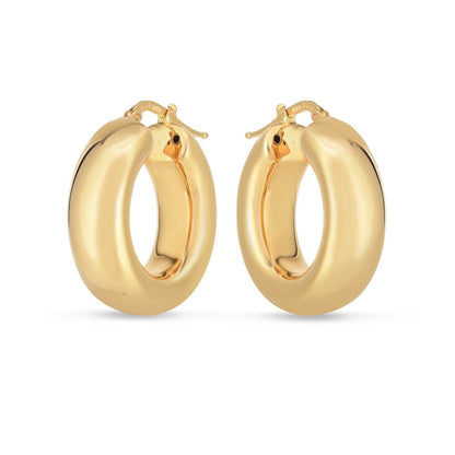 14k Yellow Gold Medium Puffy Hoops Bids.com
