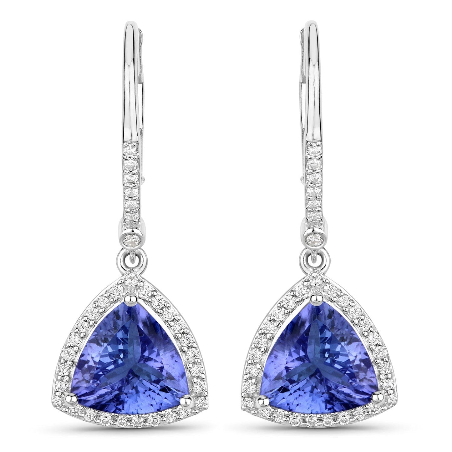 4.61 Carat Genuine Tanzanite and White Diamond 14K White Gold Earrings Bids.com