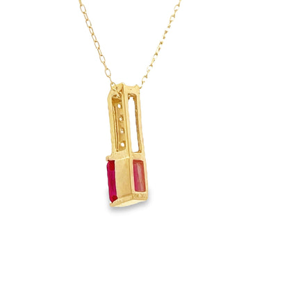 Created Ruby Diamond Fashion Pendants 10KT Yellow Gold Bids.com