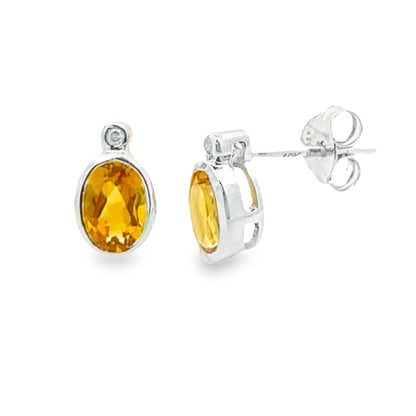 .79ct Citrine Diamond Stud Earrings 10KT White Gold Bids.com