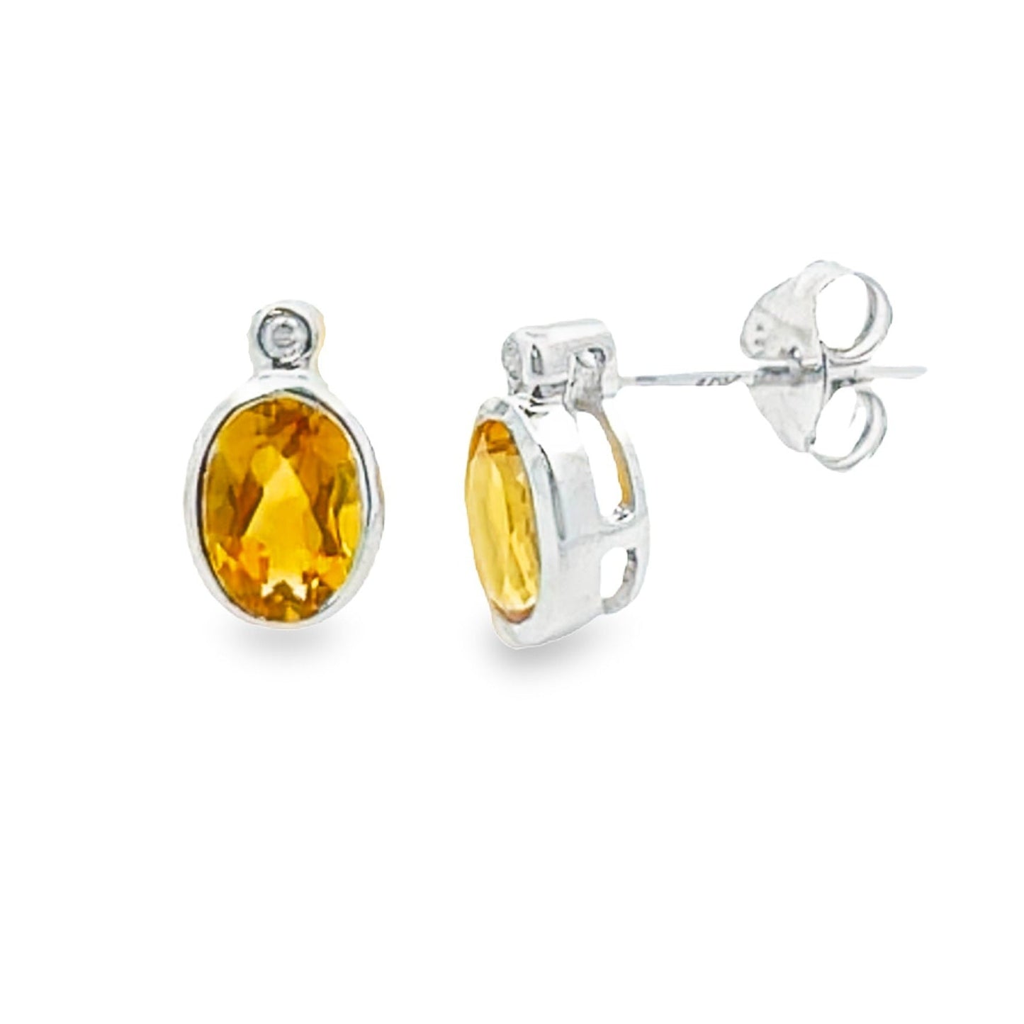 .79ct Citrine Diamond Stud Earrings 10KT White Gold Bids.com
