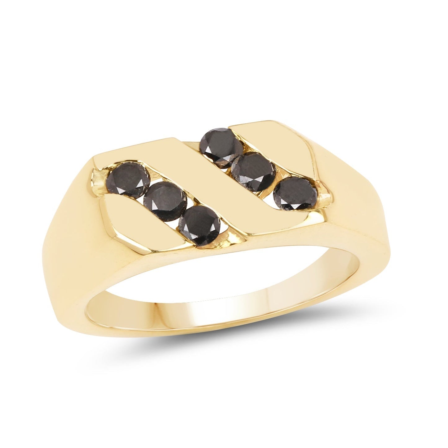 14K Yellow Gold Plated 0.60 Carat Genuine Black Diamond .925 Sterling Silver Ring Bids.com
