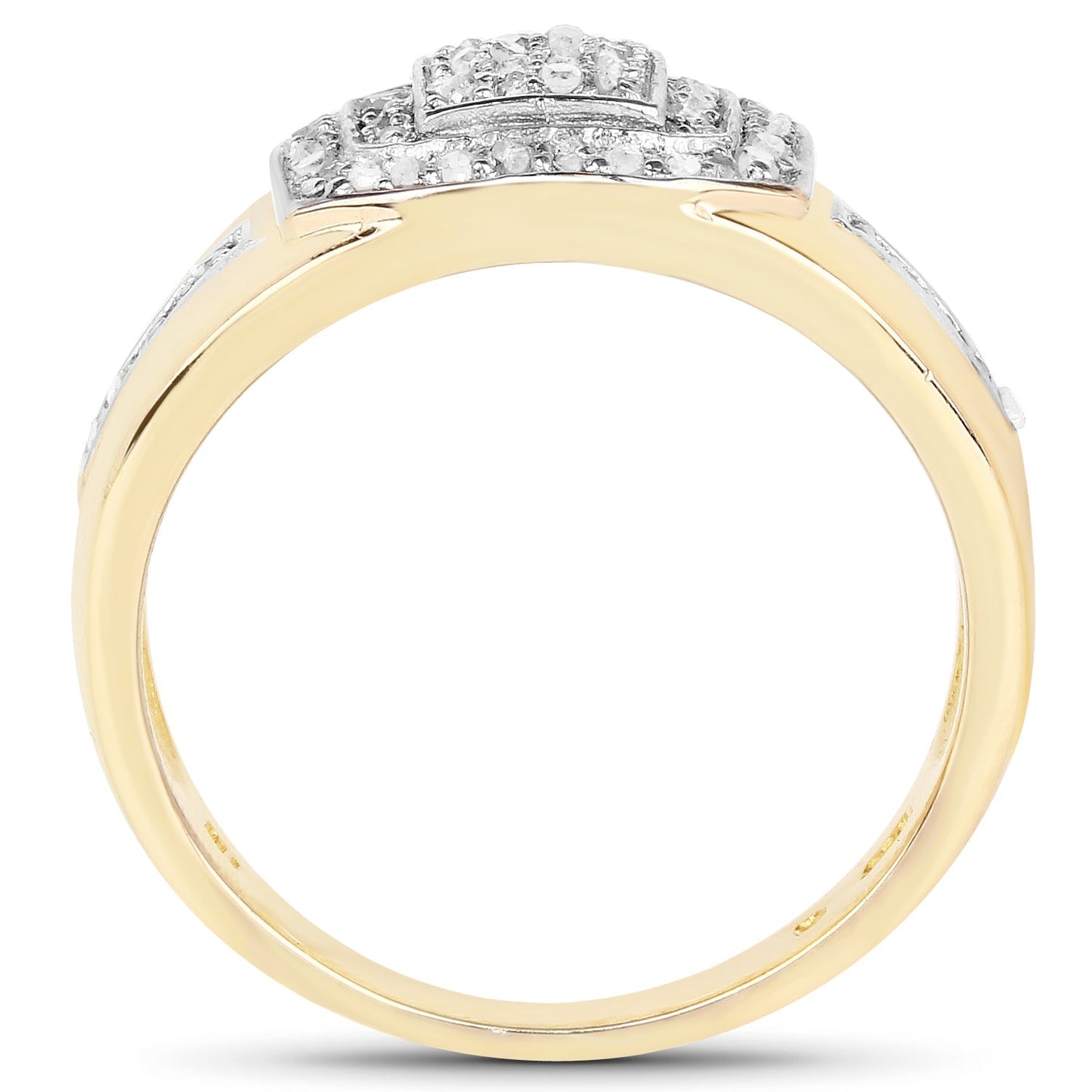 14K Yellow Gold Plated 0.29 Carat Genuine White Diamond .925 Sterling Silver Ring Bids.com