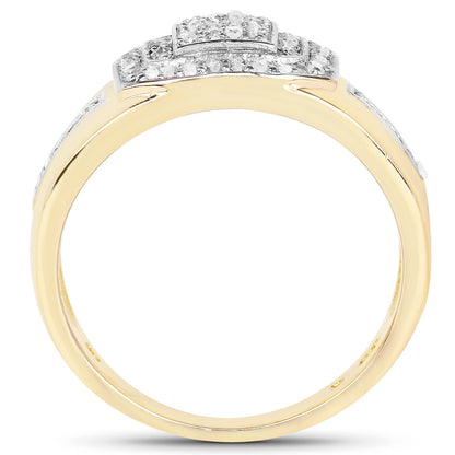 14K Yellow Gold Plated 0.29 Carat Genuine White Diamond .925 Sterling Silver Ring Bids.com