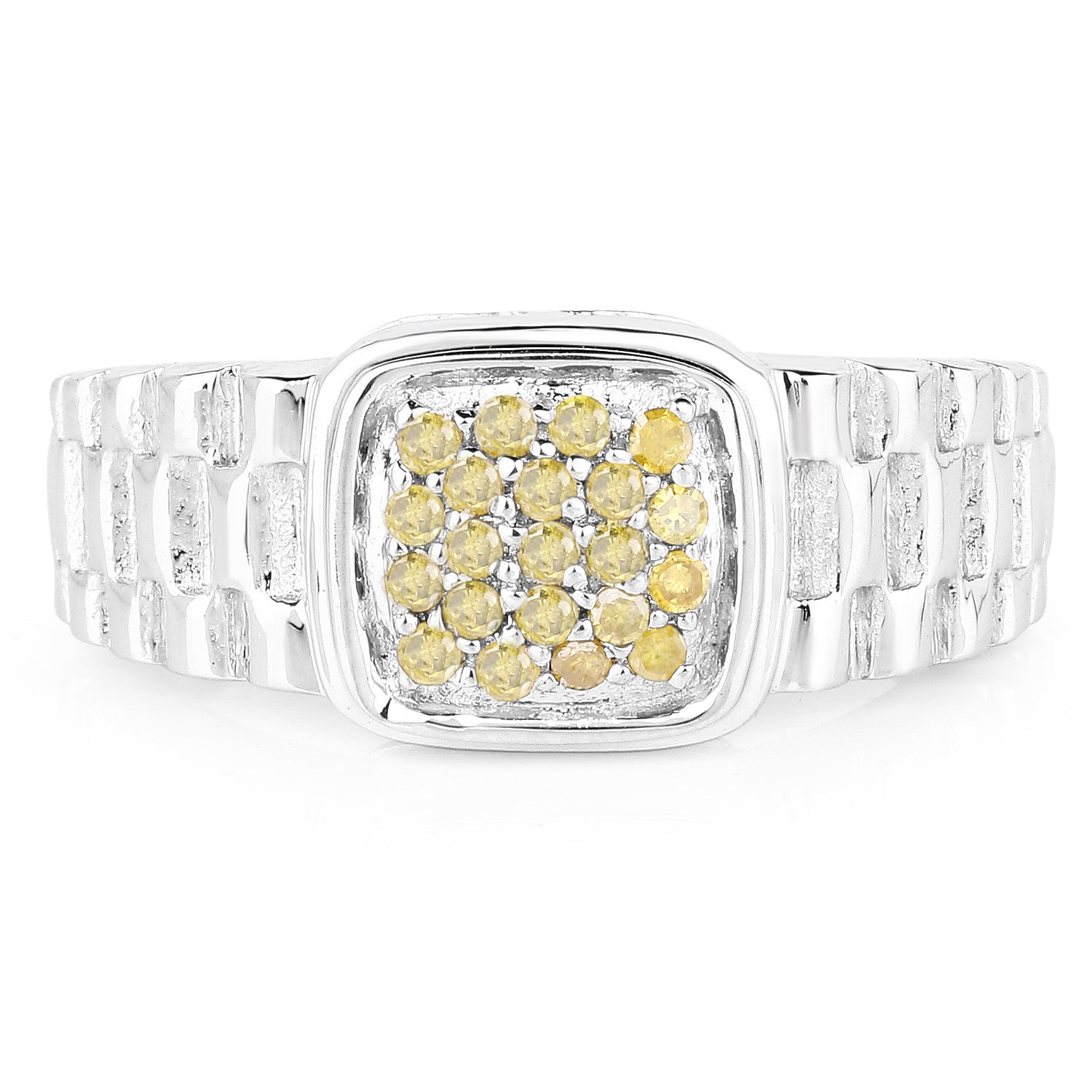 0.25 Carat Genuine Yellow Diamond .925 Sterling Silver Ring Bids.com