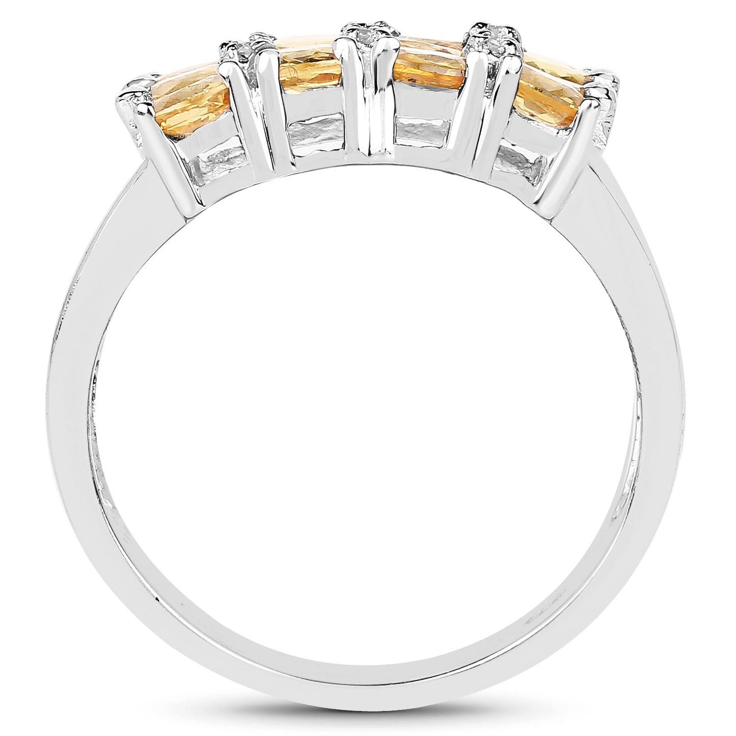 2.67 Carat Genuine Yellow Sapphire and White Diamond .925 Sterling Silver Ring Bids.com