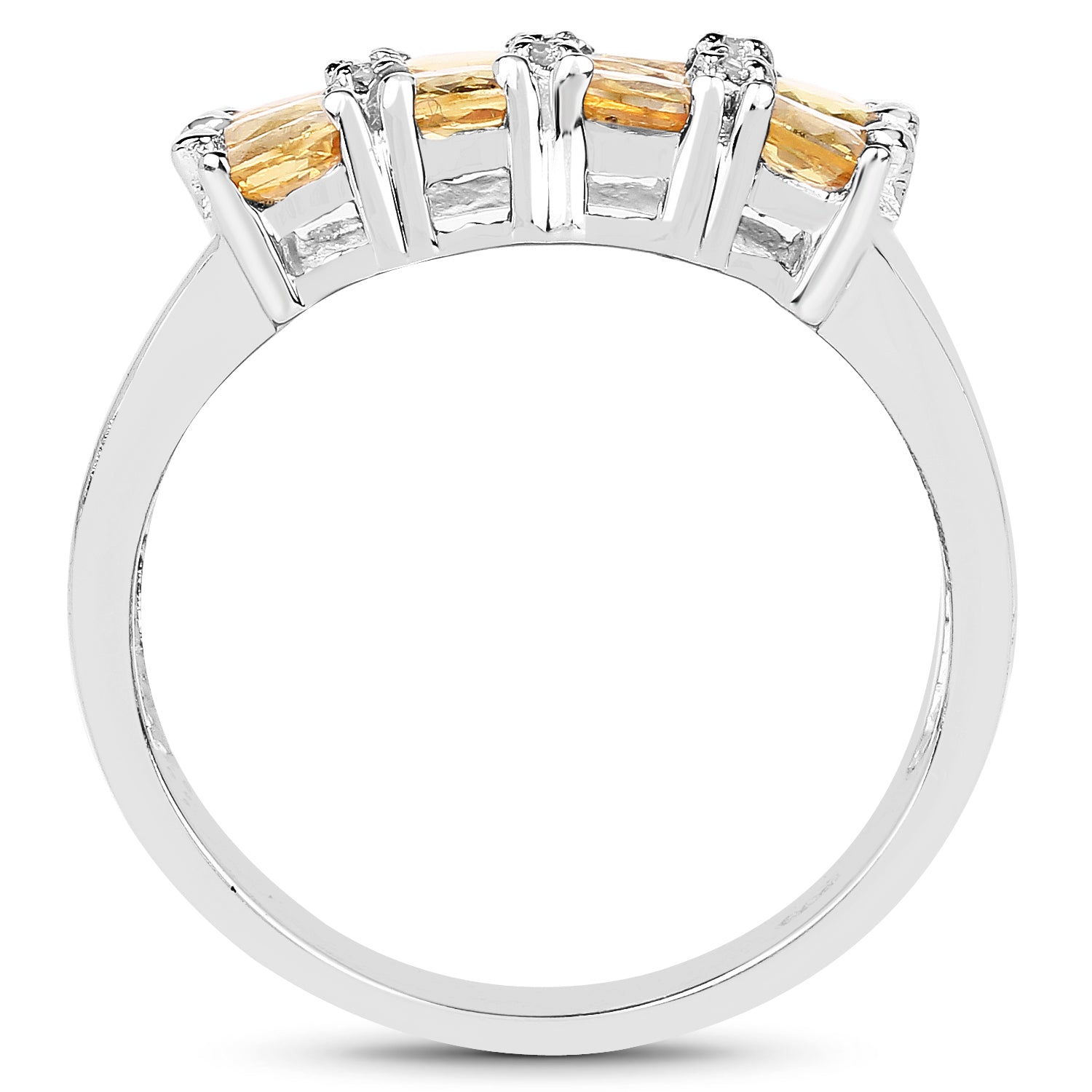 2.67 Carat Genuine Yellow Sapphire and White Diamond .925 Sterling Silver Ring Bids.com