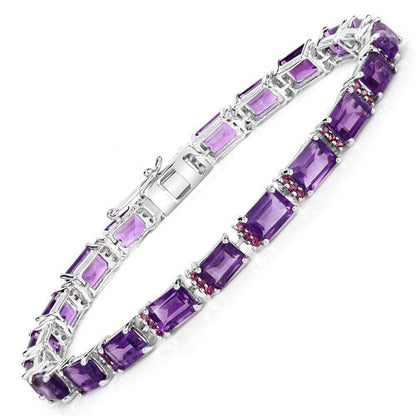 21.84 Carat Genuine Amethyst and Rhodolite Granet .925 Sterling Silver Bracelet Bids.com