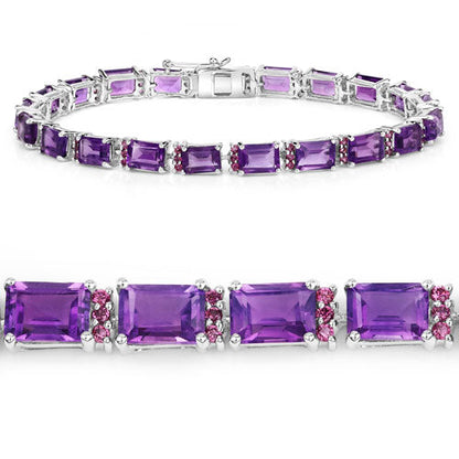 21.84 Carat Genuine Amethyst and Rhodolite Granet .925 Sterling Silver Bracelet Bids.com