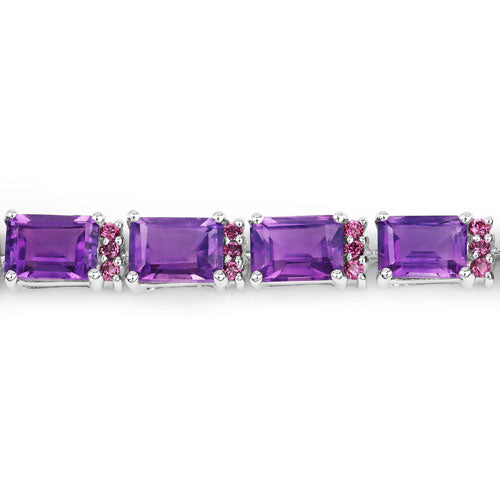 21.84 Carat Genuine Amethyst and Rhodolite Granet .925 Sterling Silver Bracelet Bids.com