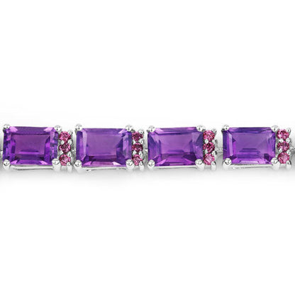 21.84 Carat Genuine Amethyst and Rhodolite Granet .925 Sterling Silver Bracelet Bids.com