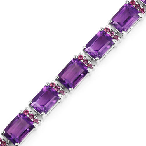 21.84 Carat Genuine Amethyst and Rhodolite Granet .925 Sterling Silver Bracelet Bids.com