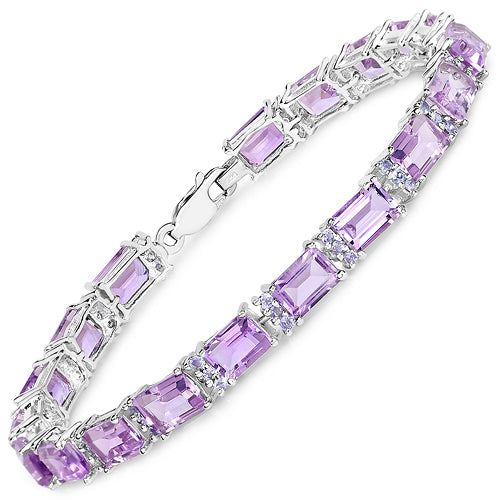 19.19 Carat Genuine Amethyst and Tanzanite .925 Sterling Silver Bracelet Bids.com