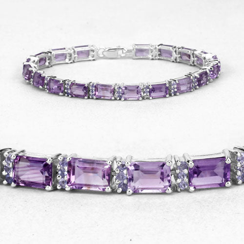 21.84 Carat Genuine Amethyst and Rhodolite Granet .925 Sterling Silver Bracelet Bids.com
