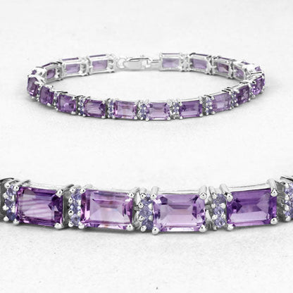 21.84 Carat Genuine Amethyst and Rhodolite Granet .925 Sterling Silver Bracelet Bids.com
