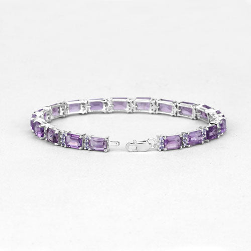 21.84 Carat Genuine Amethyst and Rhodolite Granet .925 Sterling Silver Bracelet Bids.com