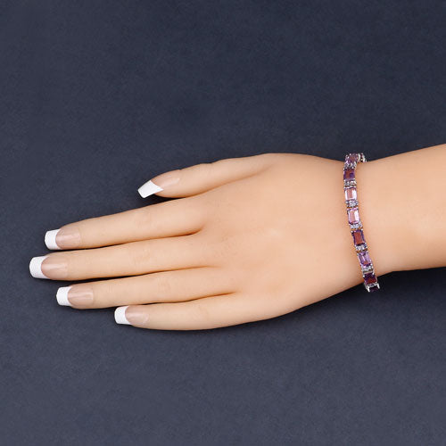 21.84 Carat Genuine Amethyst and Rhodolite Granet .925 Sterling Silver Bracelet Bids.com