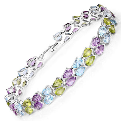 23.46 Carat Genuine Multi Stones .925 Sterling Silver Bracelet Bids.com