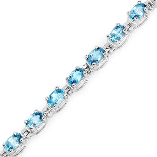 7.92 Carat Genuine Blue Zircon .925 Sterling Silver Bracelet Bids.com