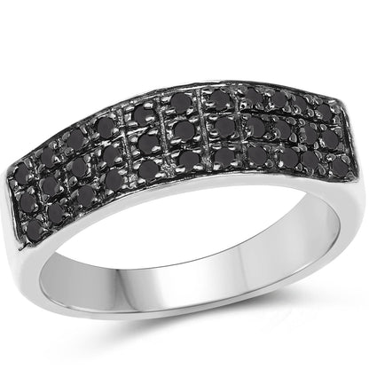 0.35 Carat Genuine Black Diamond .925 Sterling Silver Ring Bids.com