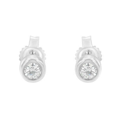 10K White Gold 0.15 Cttw Round Brilliant-Cut Near Colorless Diamond Bezel-Set Stud Earrings (H-I Color, I1-I2 Clarity) Bids.com