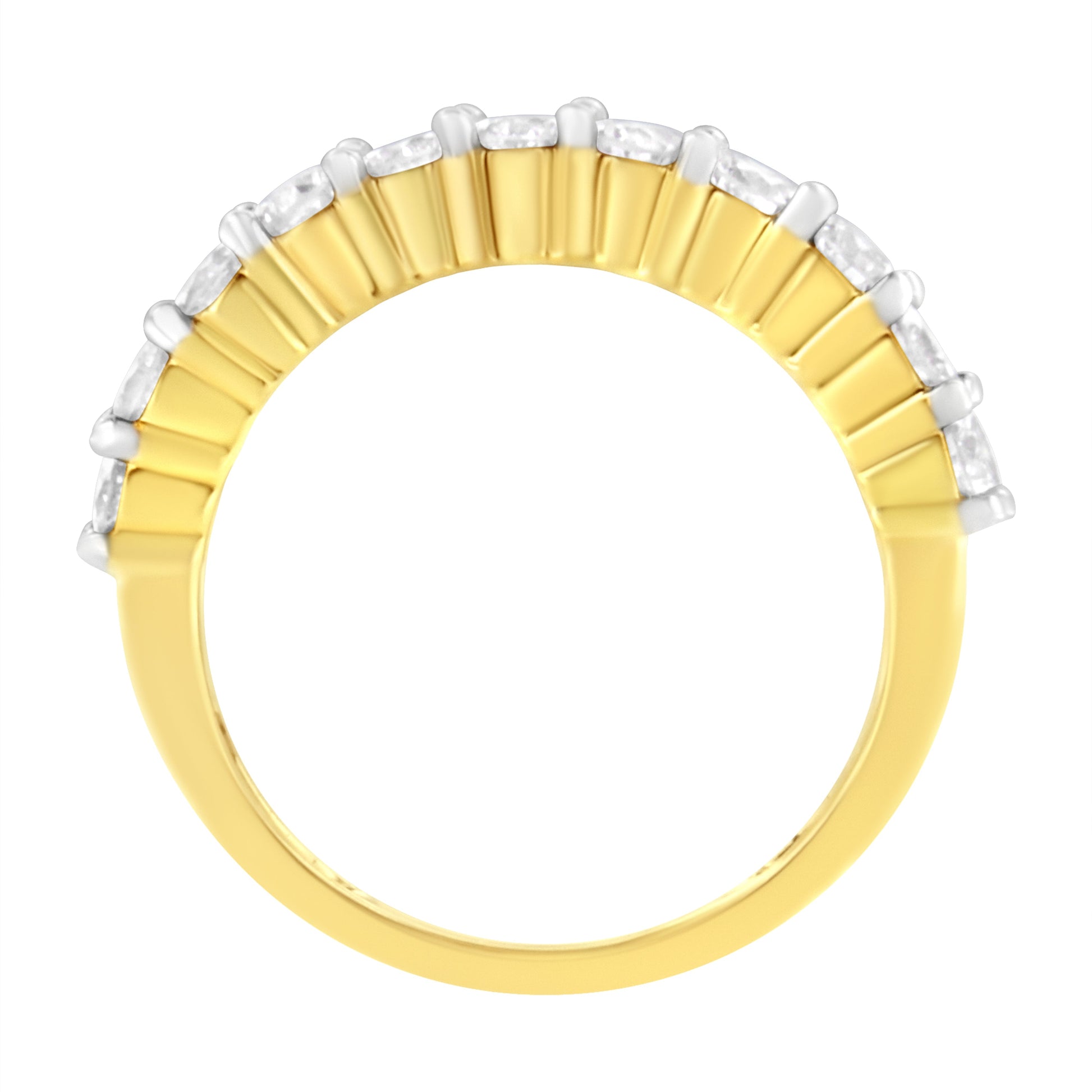 IGI Certified 1.0 Cttw Diamond 10K Yellow Gold Prong Set Fluted Band Style Wedding Ring (J-K Color, I1-I2 Clarity) - Size 7 Bids.com