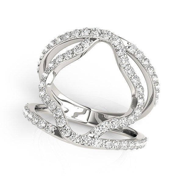 14k White Gold Diamond Flower Style Dual Band Ring (5/8 cttw) Bids.com