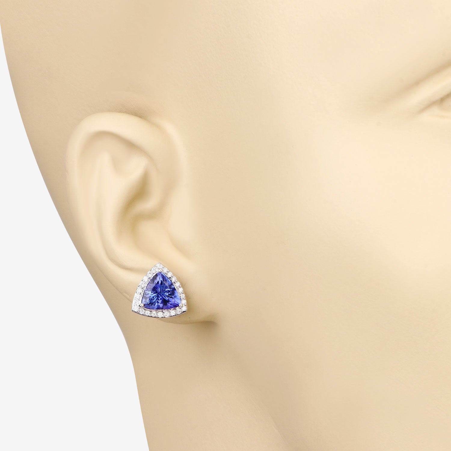 4.62 Carat Genuine Tanzanite and White Diamond 14K White Gold Earrings Bids.com