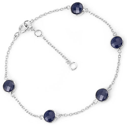 5.00 Carat Genuine Blue Sapphire .925 Sterling Silver Bracelet Bids.com