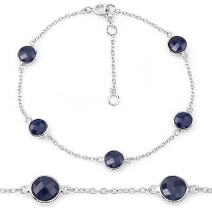 5.00 Carat Genuine Blue Sapphire .925 Sterling Silver Bracelet Bids.com