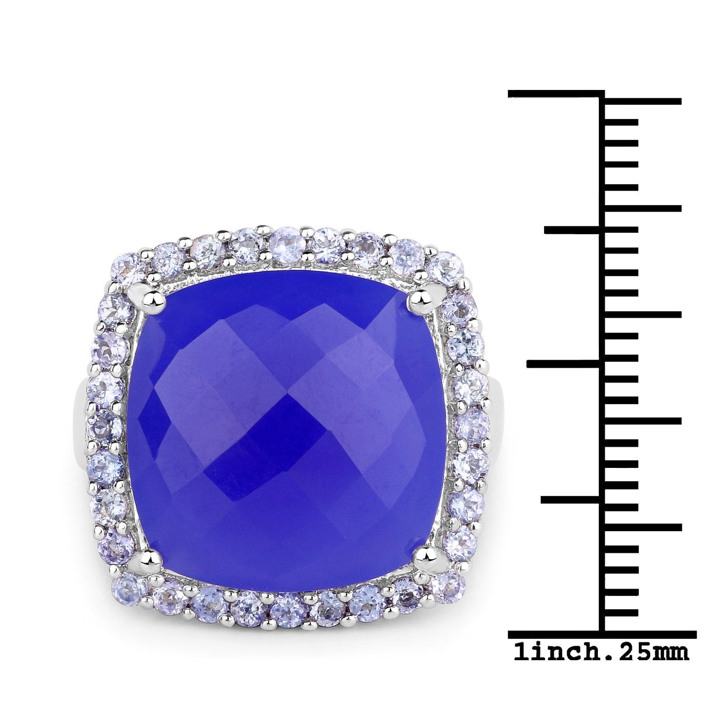 11.56 Carat Genuine Blue Chelcedonia and Tanzanite .925 Sterling Silver Ring Bids.com