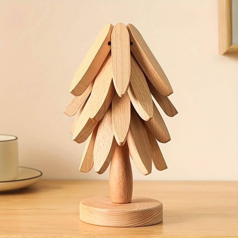 Solid Wood Heat-Resistant Table Mats – Tree-Shaped Coasters Set DailySale