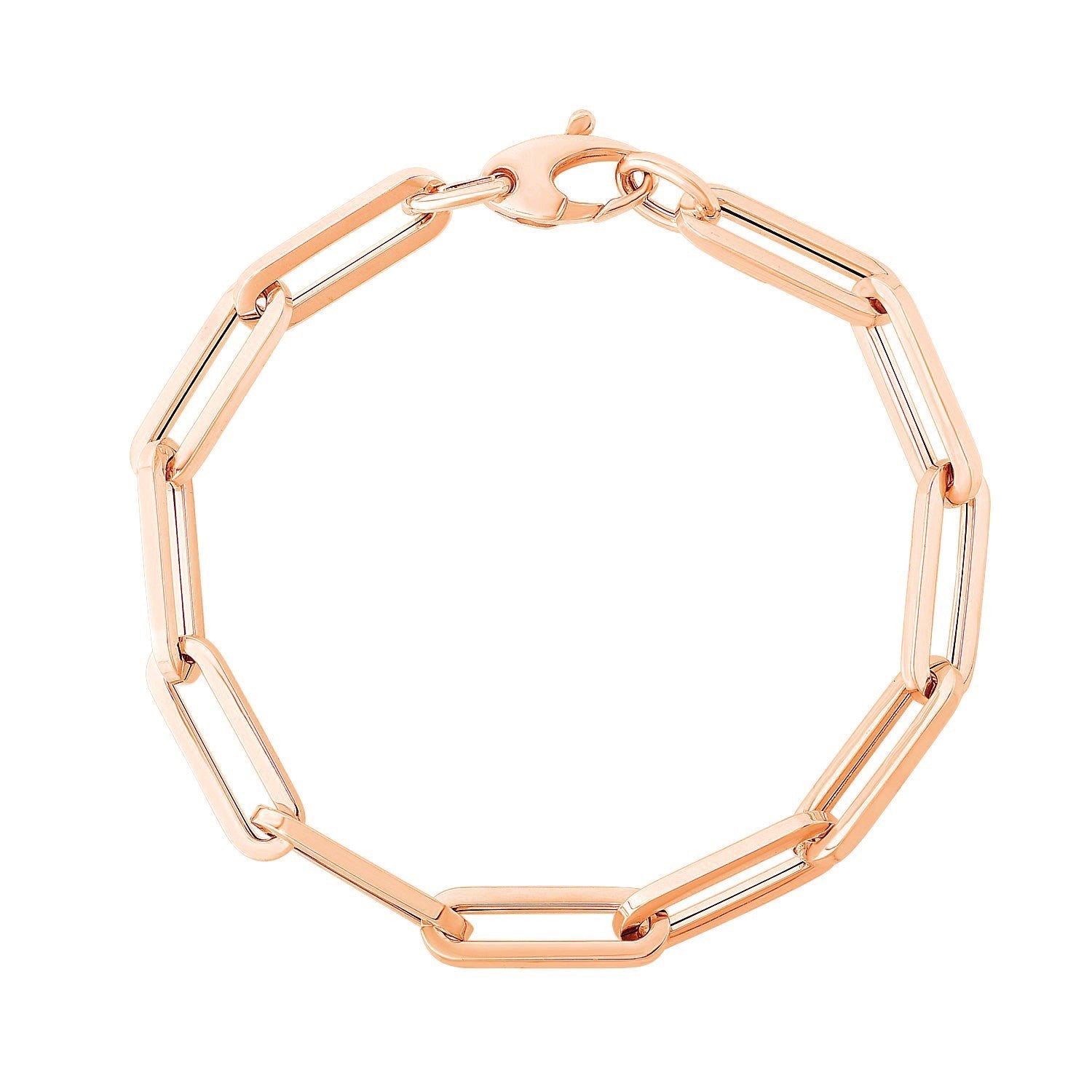 14K Rose Gold Extra Wide Paperclip Chain Bracelet Bids.com