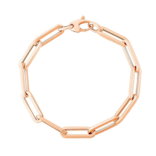 14K Rose Gold Extra Wide Paperclip Chain Bracelet Bids.com