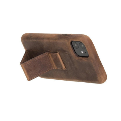 iPhone 11 Genuine Leather Slim Case with Stand – Rock Cover Stand Mizuri Leather