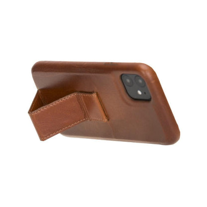 iPhone 11 Genuine Leather Slim Case with Stand – Rock Cover Stand Mizuri Leather