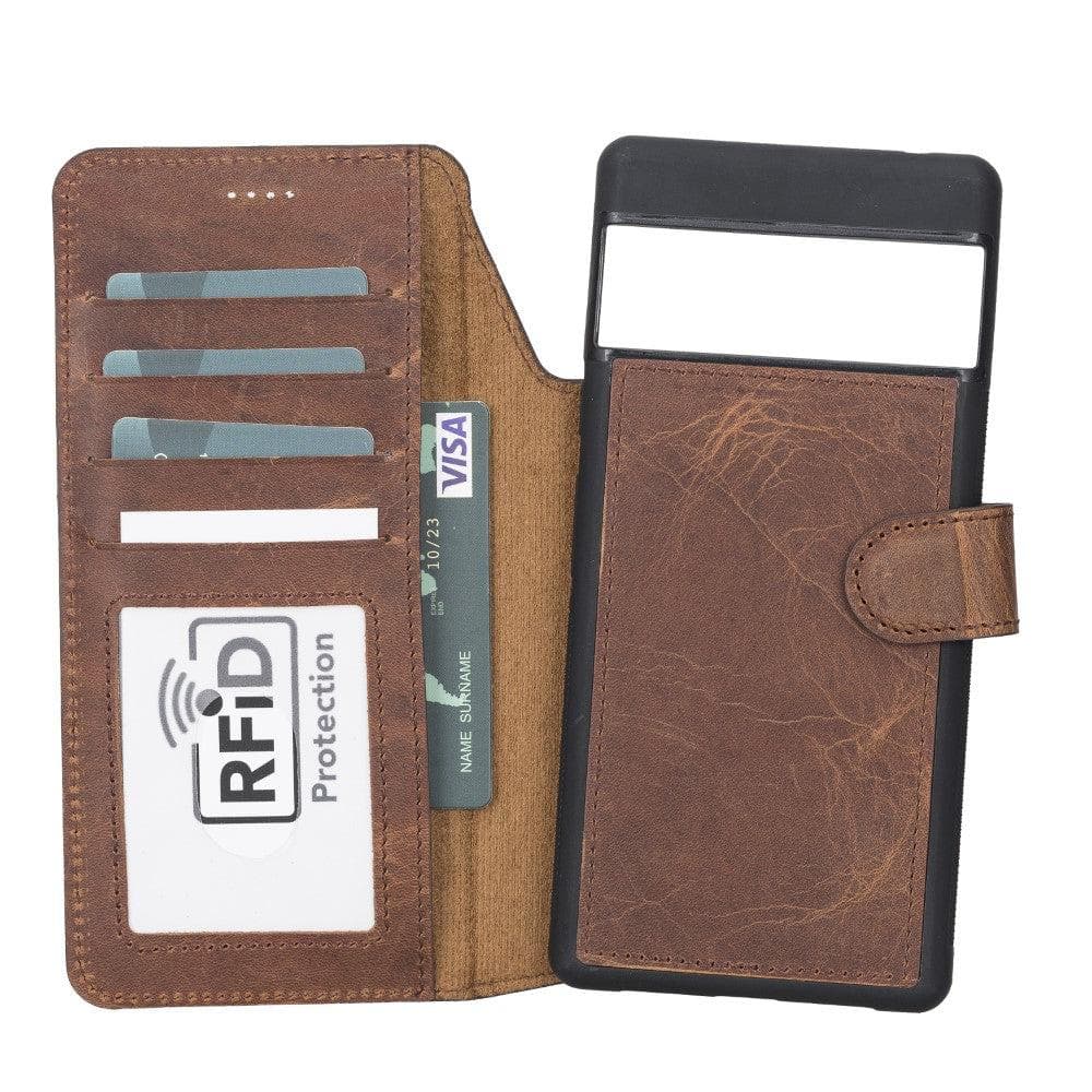 Google Pixel 6 Pro Leather Wallet Case Detachable RFID – Magic Mizuri Leather