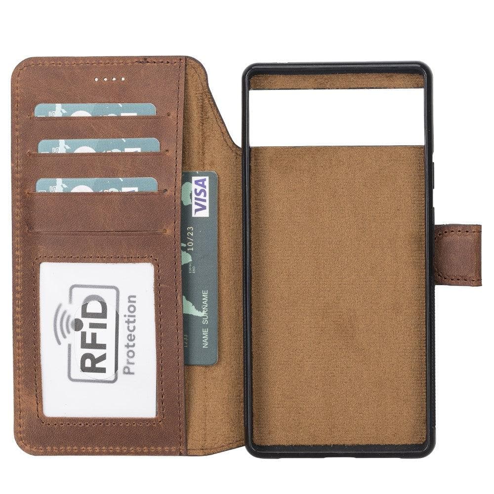 Google Pixel 6 Pro Leather Wallet Case Detachable RFID – Magic Mizuri Leather